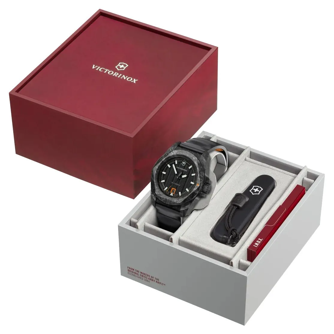 Victorinox Swiss Army I.N.O.X. Automatic Black Carbon Black Dial Black Rubber Strap Date Divers Mens Watch 242023.1