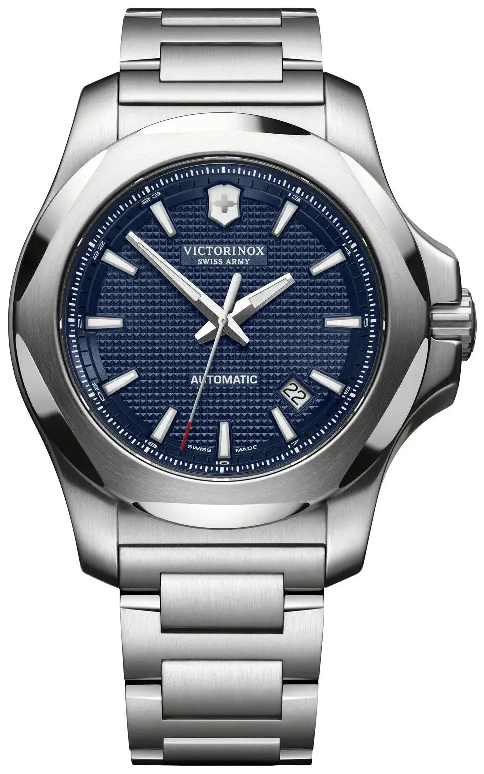 Victorinox Swiss Army INOX Mechanical Stainless Steel Mens Watch Blue Dial Calendar 241835