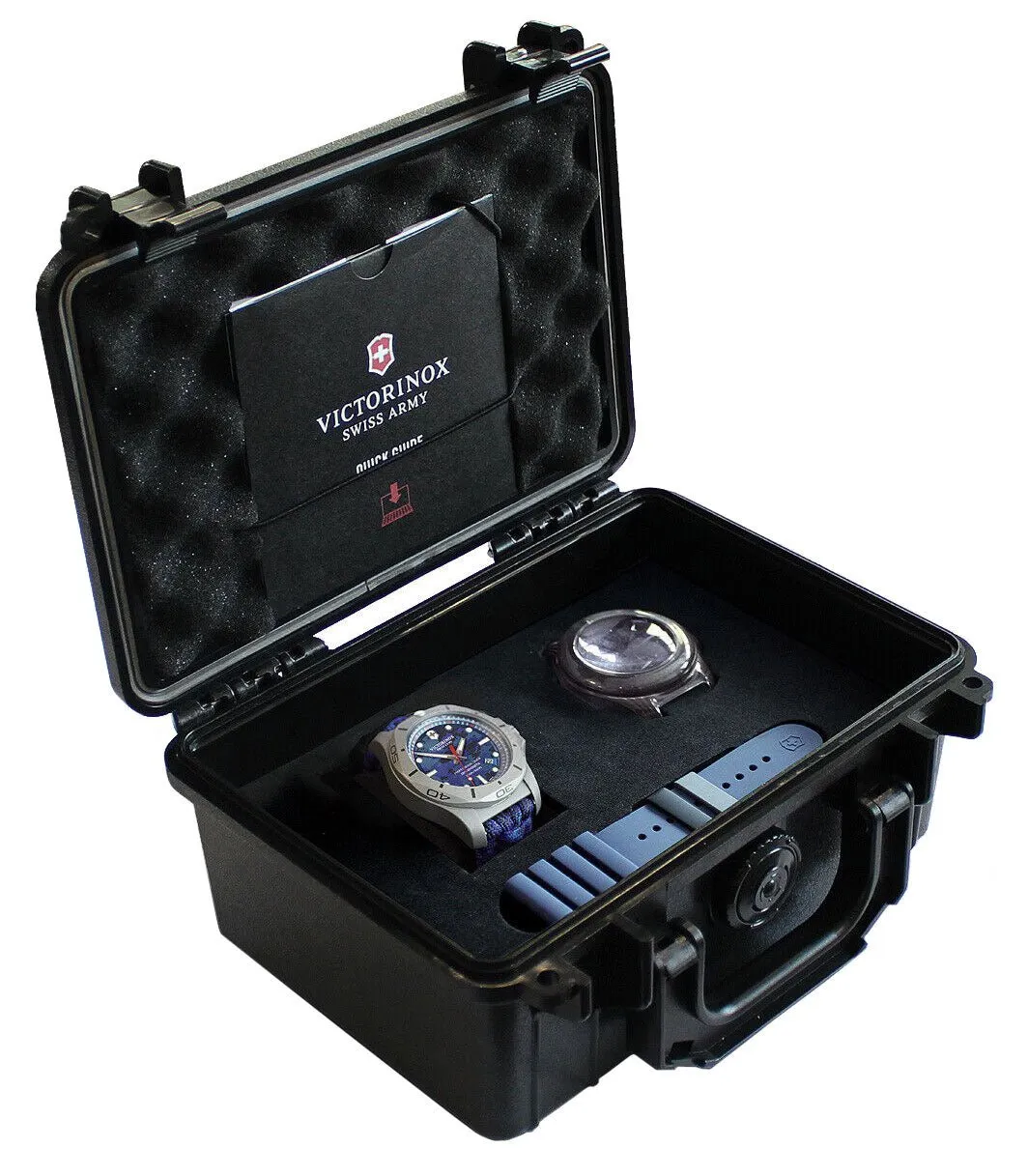 Victorinox Swiss Army I.N.O.X. Professional Diver Gray Titanium Blue Dial Blue Textile Interchangeable Blue Rubber Strap Date Quartz Mens Watch 241813.2