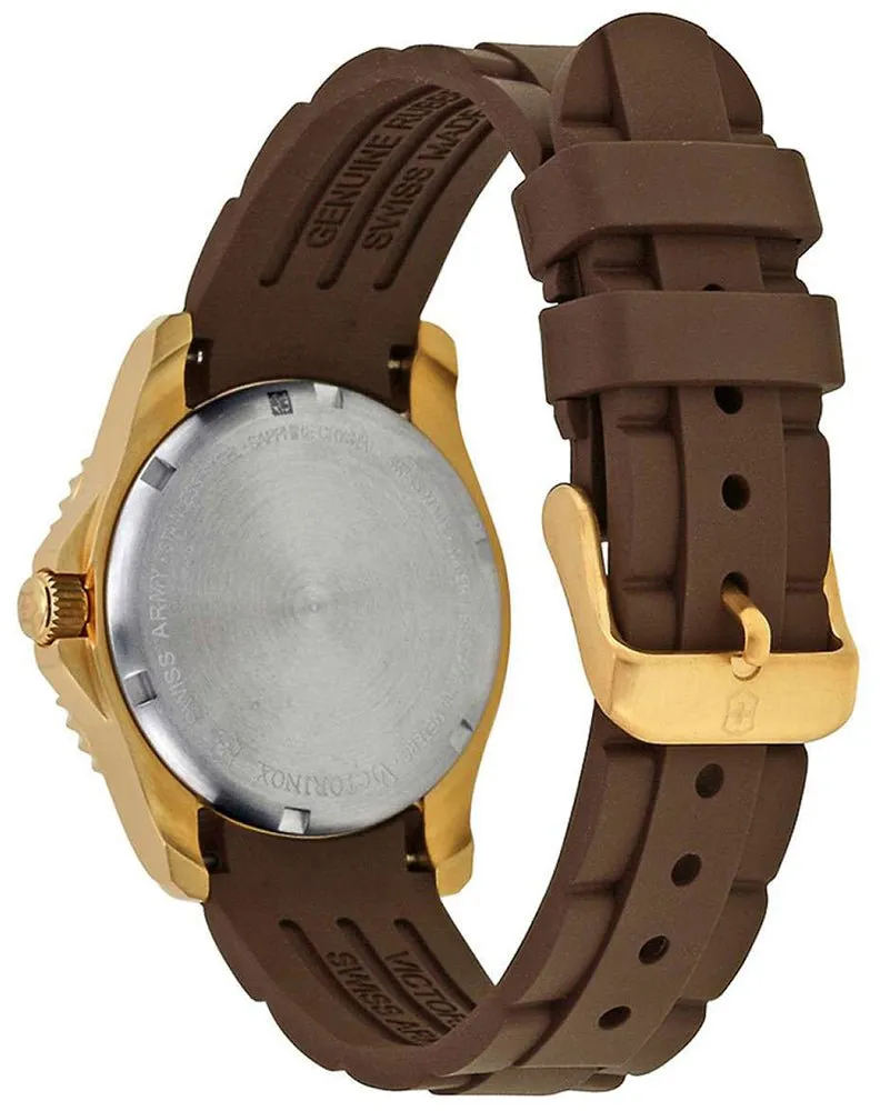 Victorinox Swiss Army Maverick GS Gold Plated Steel 241615 Womens Watch Brown Dial Rubber Strap