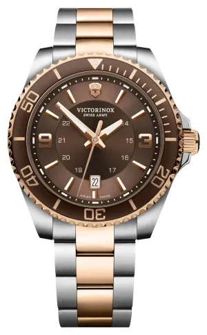 Victorinox Swiss Army Maverick Large Two-Tone Stainless Steel Brown Dial Date Quartz Mens Watch 241951