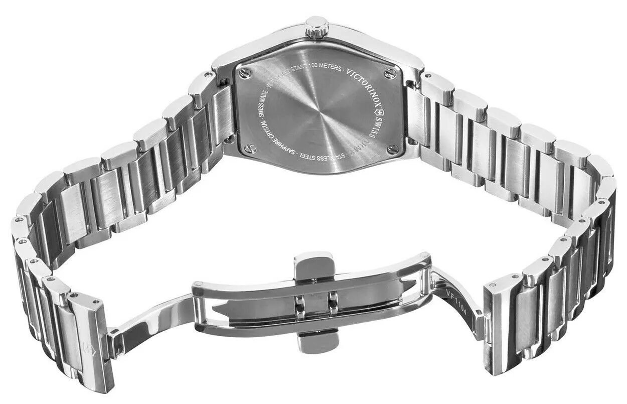 Victorinox Swiss Army Victoria Stainless Steel Womens Watch Black Mother-of-Pearl Dial Date 241536