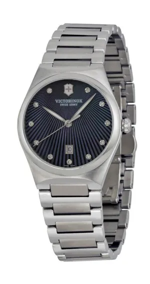 Victorinox Swiss Army Victoria Stainless Steel Womens Watch Black Mother-of-Pearl Dial Date 241536