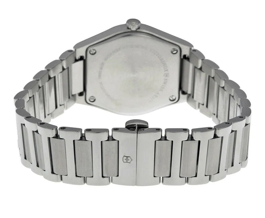 Victorinox Swiss Army Victoria Stainless Steel Womens Watch Black Mother-of-Pearl Dial Date 241536