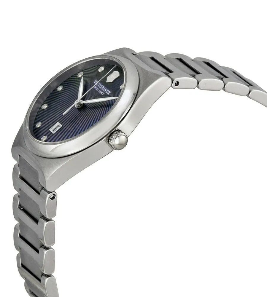 Victorinox Swiss Army Victoria Stainless Steel Womens Watch Black Mother-of-Pearl Dial Date 241536