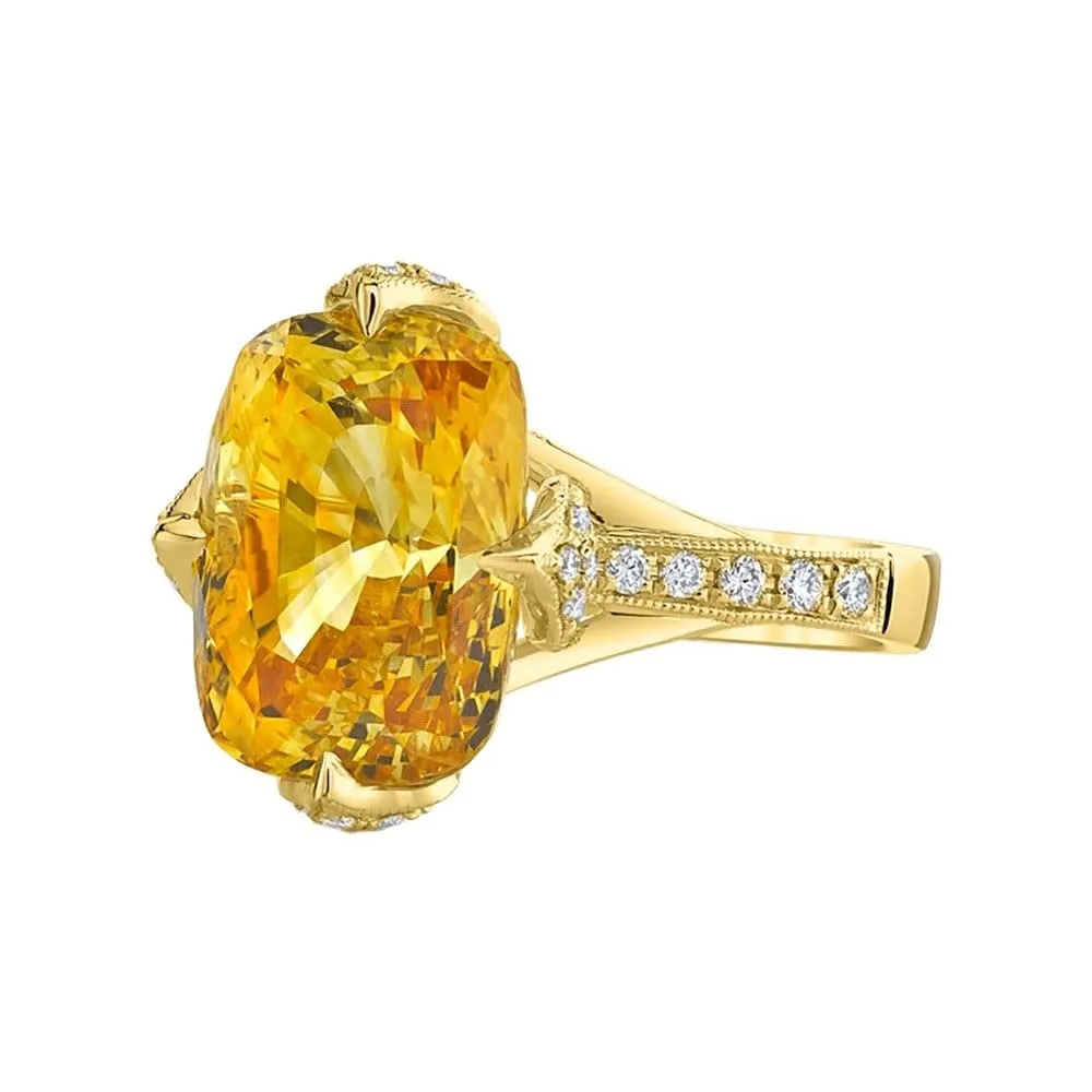 Yellow Sapphire and Diamond Cocktail Ring